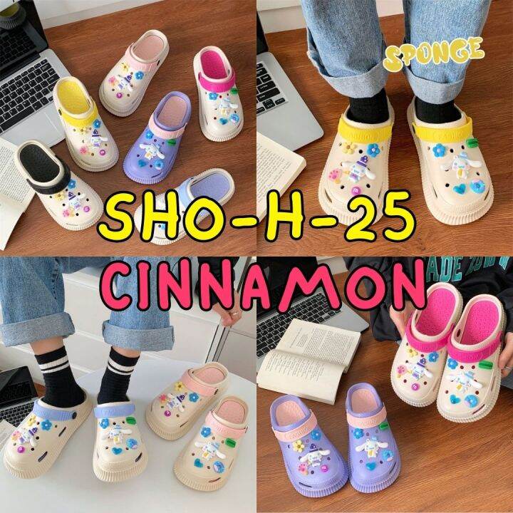 พร้อมส่งค่ะ-sho-h-25-cinnamon-รองเท้าหัวโต-สูง-4-5-cm-รองเท้าน่ารัก-สไตล์เกาหลี-พร้อมตัวติดน่ารัก-รองเท้าหัวโตน้ำหนักเบา-รองเท้าแตะแบบสวม