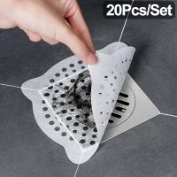 20Pcs Disposable Floor Drain Stickers Shower Hair Catcher Filter Mesh Kitchen Bathroom Sewer Anti-Block Filter Sink Drain Cover Showerheads