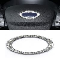 ▤ Bling Diamond Car Steering Wheel Emblem Logo Sticker For Ford Sparkly Rhinestone Crystal Emblem Decal Caps Styling Accessories