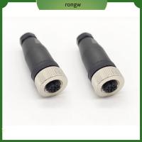 RONGW 2Pcs 12mm ครับ ขั้วต่อตัวเมีย 4พิน M12 ขั้วต่อเซ็นเซอร์ เซ็นเซอร์แบบไร้สาย ขั้วต่อแบบวงกลม อุปกรณ์สำหรับอุตสาหกรรม