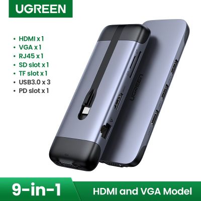 UGREEN USB C ฮับแบบพกพา Type C ถึง USB หลากหลาย USB ฮับ3.0แท่นหัวแปลงสัญญาณ HDMI สำหรับ USB-C แมคบุ๊กโปรแอร์ตัวแยกพอร์ตชนิด C Feona