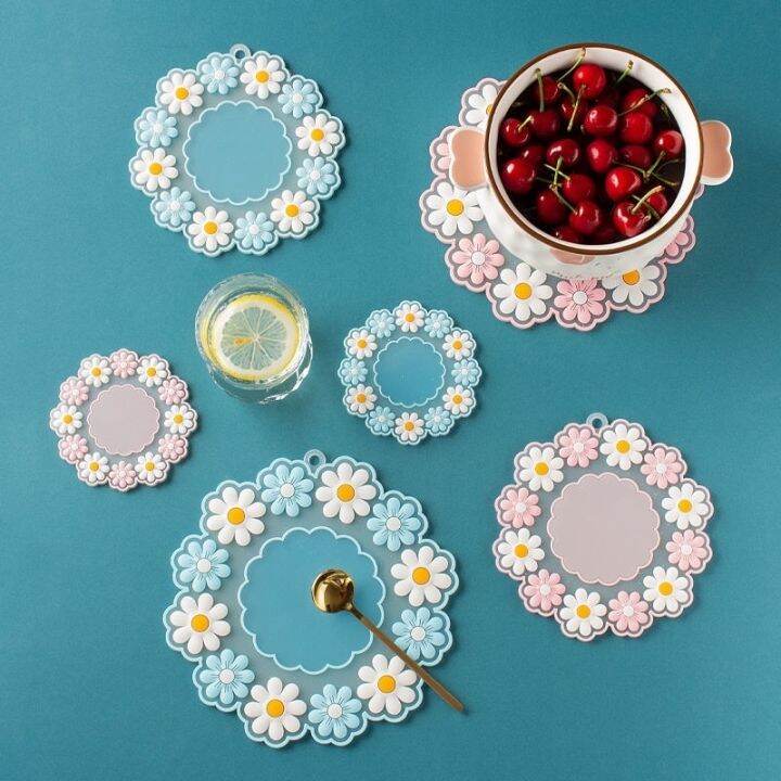 【TUO】 3Pcs Korean daisy antiscalding placemat dish plate heat