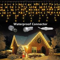 Street Garland On The House Christmas Decorations Ornaments LED Festoon Icicle Curtain Light Droop 0.5/0.6/0.7M EU Plug