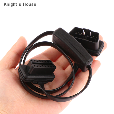 Knights House ช่องเสียบขั้วต่อ OBD2 60ซม. สีดำตัวผู้ไปตัวเมียสายต่อในรถยนต์พร้อมสวิตช์เครื่องมือวินิจฉัยสแกนเนอร์อัตโนมัติ