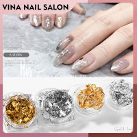 VINANAILSALON ทองติดเล็บ เงินติดเล็บ แบบตลับ ฟอล์ยติดเล็บ 6สี ฟอล์ยเงิน/ทอง ใช้ตกแต่งเล็บ ผงฟอยล์เงิน ผงฟอยล์ทอง ตกแต่งเล็บ NG16