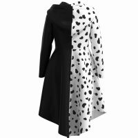 Cruella de Vil Cosplay Kids Dress Girl Costume Children Short Sleeve Fish Tail Dress Party Halloween Banners