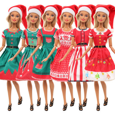 &lt;Presale&gt;Barwa Christmas Set 10 Pieces = 5 Skirts + 5 Hats For 11.5 Inch Toy Girl Gift Dollhouse Game Doll Clothes