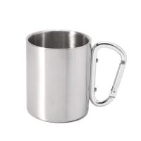 220ml Camping Travel Stainless Steel Cup Carabiner Hook Handle Picnic Water Mug