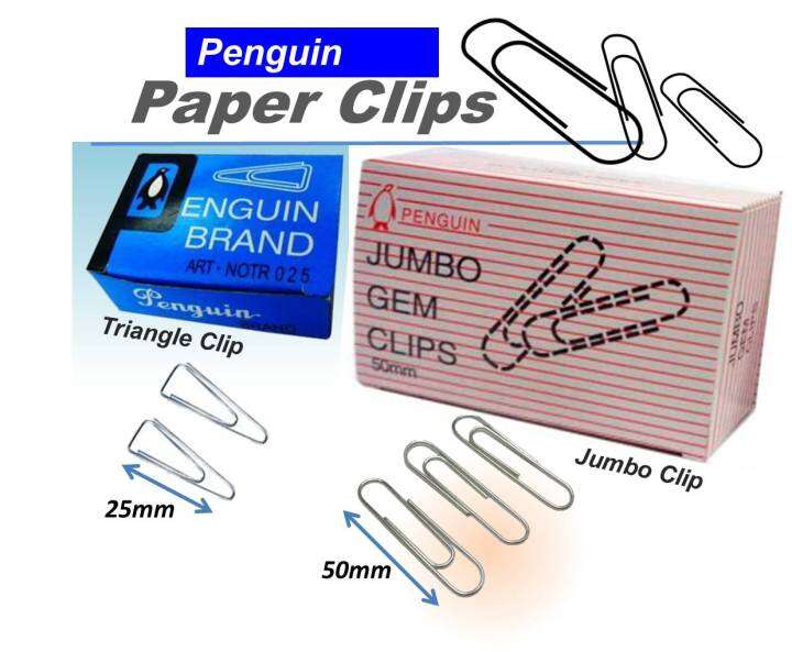 Penguin Paper Clips triangle 25mm jumbo 50mm (Klip kertas) | Lazada