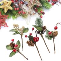 5pcs Christmas Pinecone Fruit Branch Set Artificial Decoration Flower Card W1S8