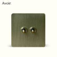 ▤✁✉ Avoir Bronze Retro Lever Switch 2 Way Stainless Steel Wall Electric Socket And Light Switch Led Dimmer EU French UK Plug Outlets