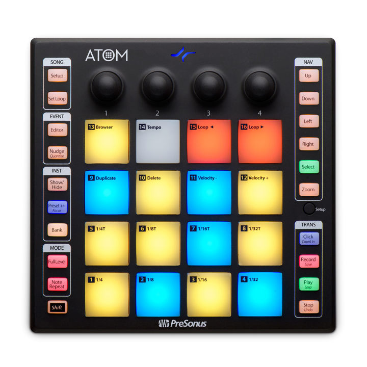 presonus-atom-pad-controller-คอนโทรลเลอร์-แบบ-16-แป้น-ปรับดัง-เบาได้-ใช้งานง่าย-แถมฟรี-studio-one-amp-ableton-live-lite-amp-สาย-usb