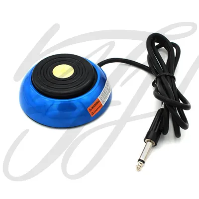 ฟุตสวิทช์ กลมสีน้ำเงิน อุปกรณ์สักคุณภาพสูง สวิตซ์เท้าเหยียบ มืออาชีพ เชื่อมต่อกับหม้อแปลงไฟฟ้า ใช้กับตัวจ่ายไฟได้ทุกรุุ่น AVA Round Blue Color Foot Switch Foot Pedal