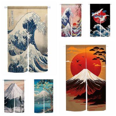 Fashion 2023 The curtain wall of Mount Fuji in Japan, snowflake entrance, linen curtains, restaurant, kitchen entrance, hangs half a curtain