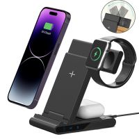 ▼ 3 in 1 Wireless Charger Stand for iPhone 14 13 12 11 AirPods 2 3 Pro Apple Watch 8 7 6 5 4 Fast Charging Station