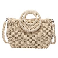 Womens Handbags Summer Beach Bag Rattan Woven Hand-Woven Large-Capacity Handbag Girl Messenger Shoulder Bag