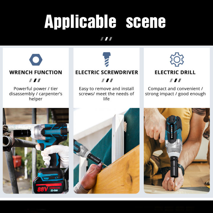 brushless-electric-impact-wrench-dual-purpose-electric-drill-multiple-uses-with-4000-mah-makita-lithium-battery