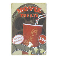 ป้ายสังกะสีวินเทจ Movie Treats Cherry Pop, ขนาด 20x30 ซม