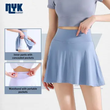NYK Great Quality High Waist Tennis Skirt with Pockets Nylon Soft