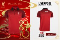 เสื้อ เสื้อโปโล คอปก ลิขสิทธิ์ แท้ ลิเวอร์พูล Liverpool เสื้อ ชาย หญิง Unisex รุ่นLFC 009 เทา แดง