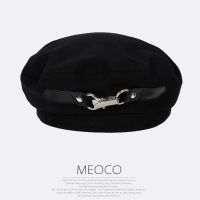 Summer thin belt buckle black beret womens spring and autumn ins retro Japanese wild Korean hat 【JULY]