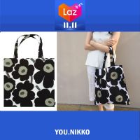 [Best seller No.1] กระเป๋าผ้า Marimekko - ดอกสีดำ YOU.NIKKO  ของแท้ 100% มีป้ายแท๊ก ส่งฟรี (ถุงผ้า,กระเป๋าผ้าสะพายข้าง,มาริเมกโกะ,ถุงผ้าลดโลกร้อน)