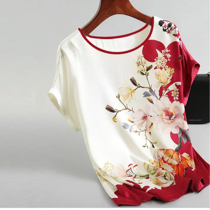 silk short sleeve blouses for ladies