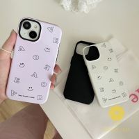 For เคสไอโฟน 14 Pro Max [Detachable Two-piece Set Simple Smile Letters] เคส Phone Case For iPhone 14 Pro Max Plus 13 12 11 For เคสไอโฟน11 Ins Korean Style Retro Classic Couple Shockproof Protective TPU Cover Shell