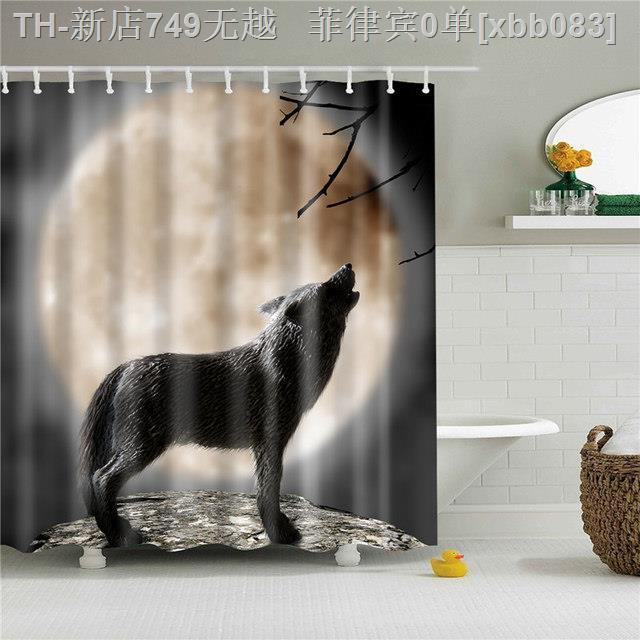 cw-wolf-shower-curtain-print-polyester-washable-curtains-with-hooks
