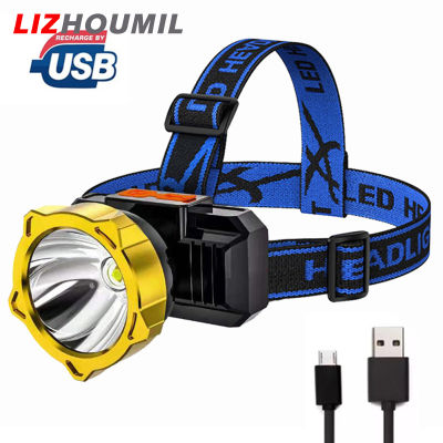 LIZHOUMIL ไฟหน้า Led แบบพกพาแบบชาร์จไฟได้,ไฟฉายติดหัวกลางแจ้งไฟฉุกเฉินไฟฉายสำหรับตกปลาตอนกลางคืน