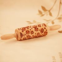 Arjmide Hanukkah Menorah Rolling Pin for Baking Deep Engraved Wooden Embossed Judaism Mini Small Rolling Pin For Kid Cookie Tool Bread  Cake Cookie Ac