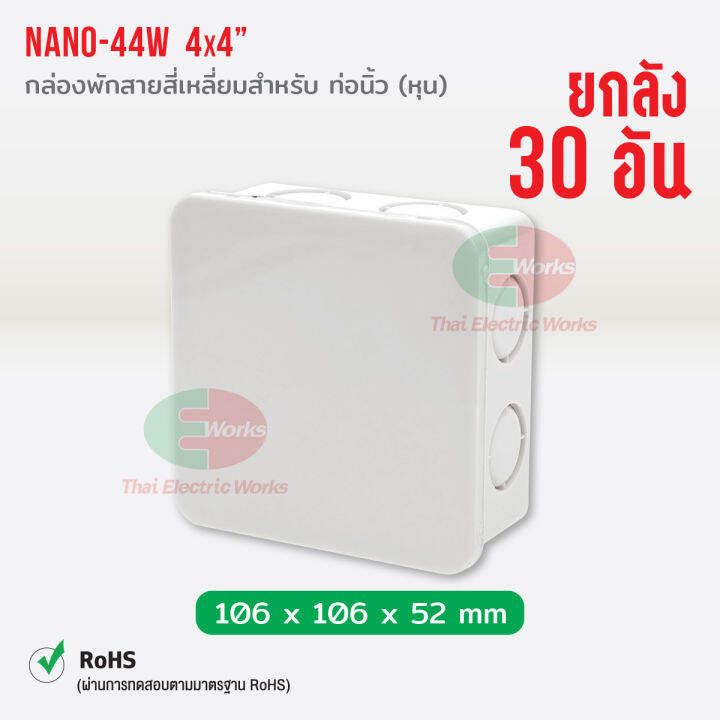 nano-กล่องพักสาย-30อัน-ยกลัง-ขนาด-4x4-สำหรับท่อนิ้ว-หุน-pvc-nano-สีขาว-กล่องพักสายไฟ-นาโน-ไทยอิเล็คทริคเวิร์คออนไลน์-thaielectricworks