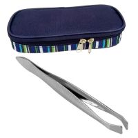 1 Pcs Slanted Flat Tip Metal Hair Eyebrow Tweezer &amp; 1 Pcs Insulin Cooler Case Diabetic Medication Organizer Cooler Bag