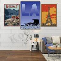 City Travel Scenery ภาพวาดผ้าใบ-Los Angeles อิตาลีนอร์เวย์ออสเตรียฝรั่งเศสลอนดอนเยอรมนีโรม-Perfect Wall Decor สำหรับ Home หรือ Office