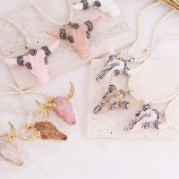 Fashion Hip-hop Bull Head Pendant Necklace For Women Men Boho Colorful Resin Zircon Stainless Steel Necklace Fine Jewelry Gifts Fashion Chain Necklace