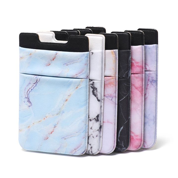 hot-dt-1pc-marble-pattern-elastic-wallet-sticker-adhesive-credit-id-card-holder-fashion-cellphone-accessories