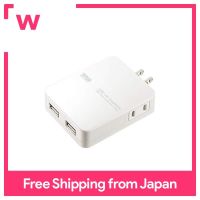 SANWA เครื่องชาร์จ USB จัดส่งเต้าเสียบไฟฟ้ากระแสสลับ2พอร์ต3.4A ACA-IP59W สีขาว