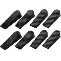 8 Pack Door Stop Wedges, Rubber Non-Scratching Door Stoppers for Home and Office (Black)