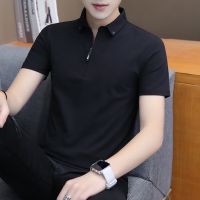 New Mens Short Sleeve T-shirt, Mens Turn-lapel Bottom Shirt, Mens Pure Cotton Korean POLO Shirt