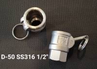 ข้อต่อสวมเร็ว Quick Coupling 316SS Part D-50 Size 1/2" BSPT