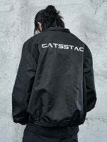 CATSSTAC 22SS พิมพ์ปกแจ็คเก็ตสีดำหลวมเสื้อลำลองแฟชั่นแบรนด์ Streetwear ทุกสไตล์สีดำ