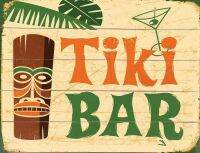 ป้ายดีบุก Tiki Bar Mankave Beach แซนด์ไอส์แลนด์เหล้าค็อกเทลสนุกบ้านติดกำแพงย้อนยุคผับบาร์ตกแต่งคาเฟ่วินเทจ,นิ้ว