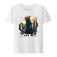 Camiseta Retro de Catzilla para hombre y mujer, camisa de moda con estampado de gato japonés y gatito, manga corta, transpirable