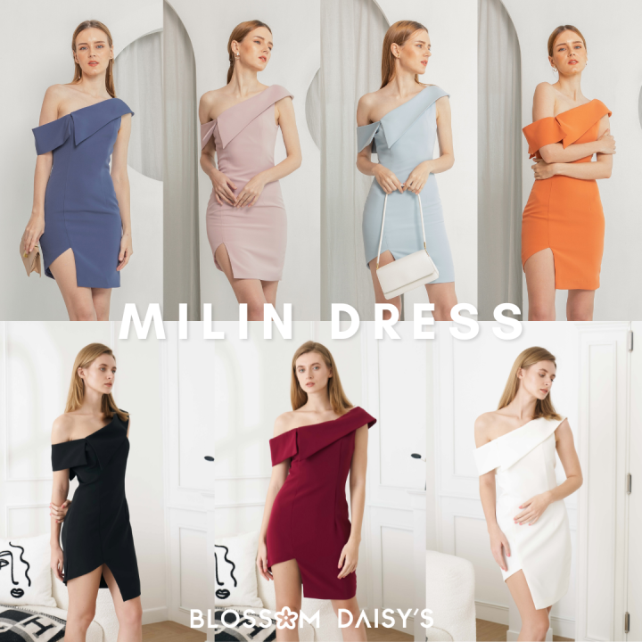 blossomdaisys-milin-dress-เดรสไปงานดีเทลเปิดไหล่หนึ่งข้าง-เก๋ๆ-กระโปรงผ่าหน้าโชว์ต้นขา-คัตติ้งสวย-ใส่แล้วหุ่นดี-ไปงานไปเที่ยวได้เลยค่ะ-hot