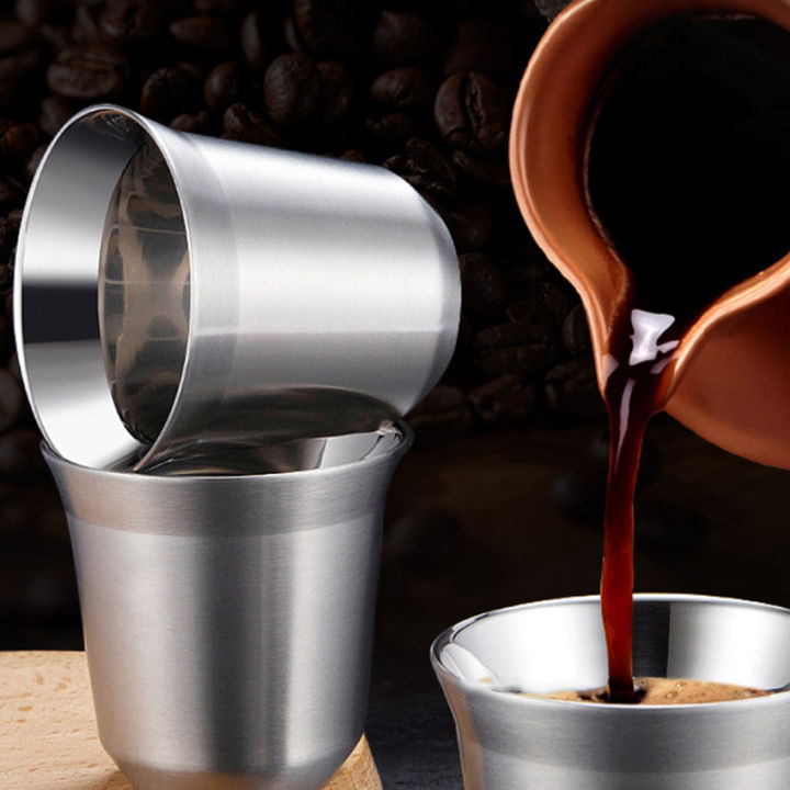 ถ้วยกาแฟถ้วยกาแฟผนังสองชั้นแก้วเอสเพรสโซ่สแตนเลสขนาด160มล-สำหรับดื่มแก้วกาแฟดื่มกาแฟดื่มเครื่องดื่ม