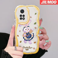 เคส JIUMOO สำหรับ Xiaomi MI Redmi Note 11 11S Poco M4 Pro 4G เคสลายกระต่ายสีม่วงสีสันสดใสเนื้อครีมน่ารักเคสมือถือกันกระแทกแบบใสนิ่มที่สร้างสรรค์ปลอกป้องกันซิลิโคนโปร่งใสลายกล้องถ่ายรูป