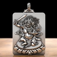 ZZOOI HX Fudozun Big Black Sky Buddha Pendant Solid Necklace Mens Domineering Personality Trendy Jewelry Pendant Gift Couple Pendants