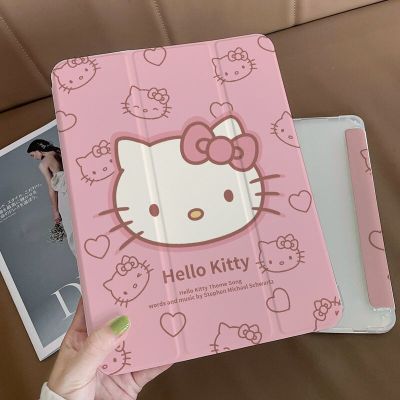 Sanrio Hello Kitty Ipad 2021รุ่นใหม่สามพับ12.9นิ้วโปร่งใสกันกระแทกเคส Air 5 4 3แท็บเล็ต Ipad Mini 4 5 6ฝาครอบป้องกันแท็บเล็ต