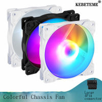 KEBETEME พัดลมเคส RGB,พัดลม LED 12Cm สำหรับเดสก์ท็อปพัดลมแบบกรอบภายนอกหม้อน้ำ CPU พัดลม FanSilent