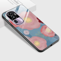 เคส PMP สำหรับ OPPO Reno10 Pro + 5G หรูหรา INS ญี่ปุ่นและกระจกเทมเปอร์ดอกไม้เคสมันวาวเคสเคสประกบหลังแบบแข็ง